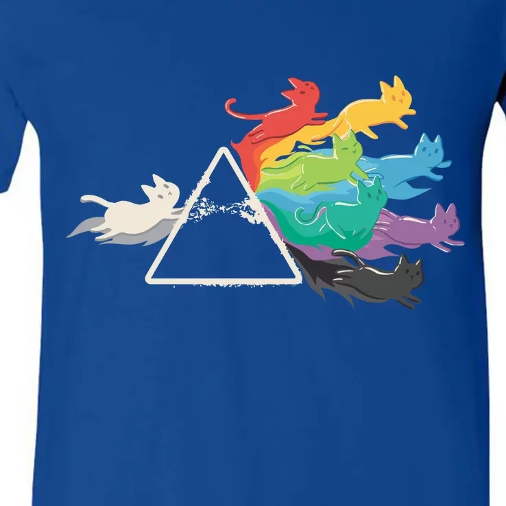 Cat Rainbow Prism V-Neck T-Shirt