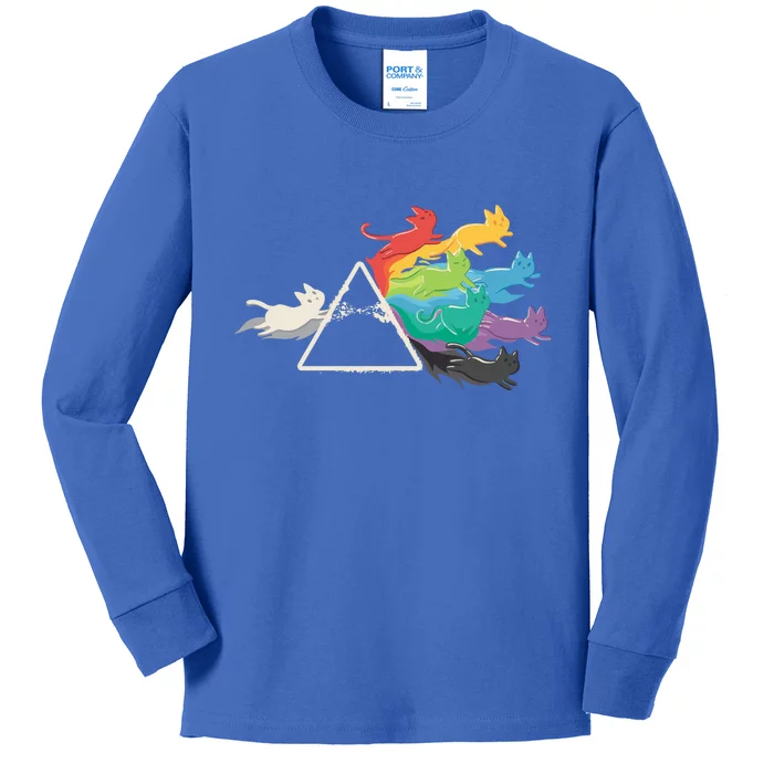 Cat Rainbow Prism Kids Long Sleeve Shirt