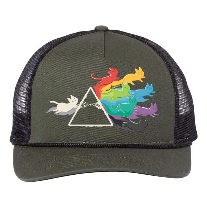 Cat Rainbow Prism Retro Rope Trucker Hat Cap