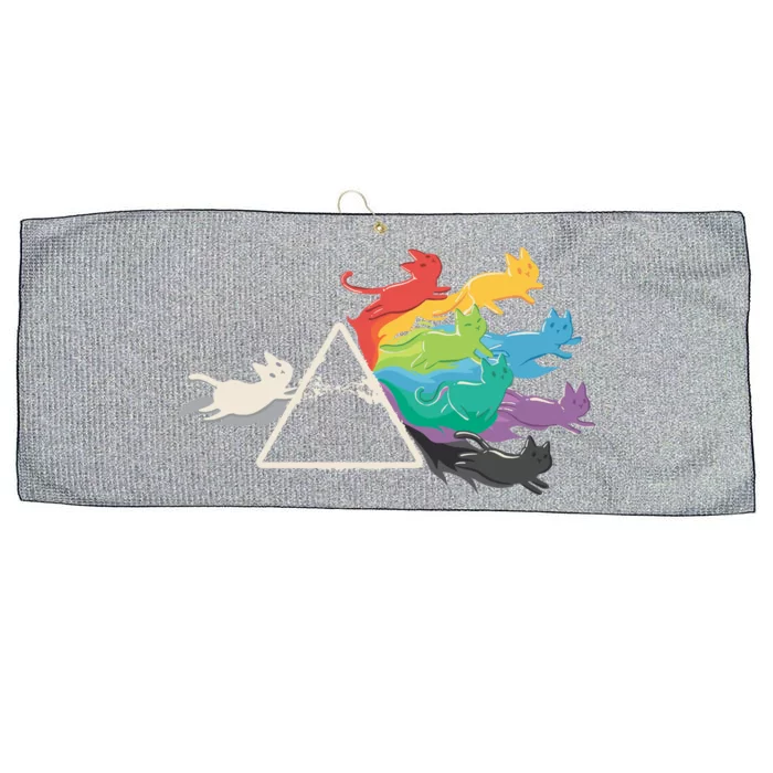 Cat Rainbow Prism Large Microfiber Waffle Golf Towel