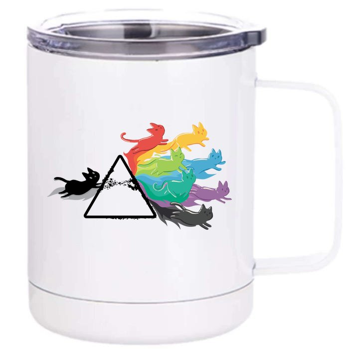 Cat Rainbow Prism Front & Back 12oz Stainless Steel Tumbler Cup