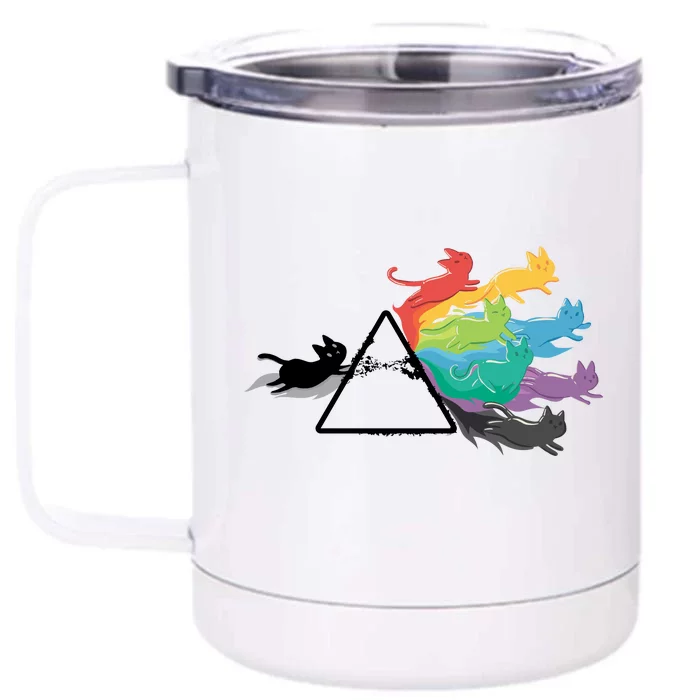 Cat Rainbow Prism Front & Back 12oz Stainless Steel Tumbler Cup