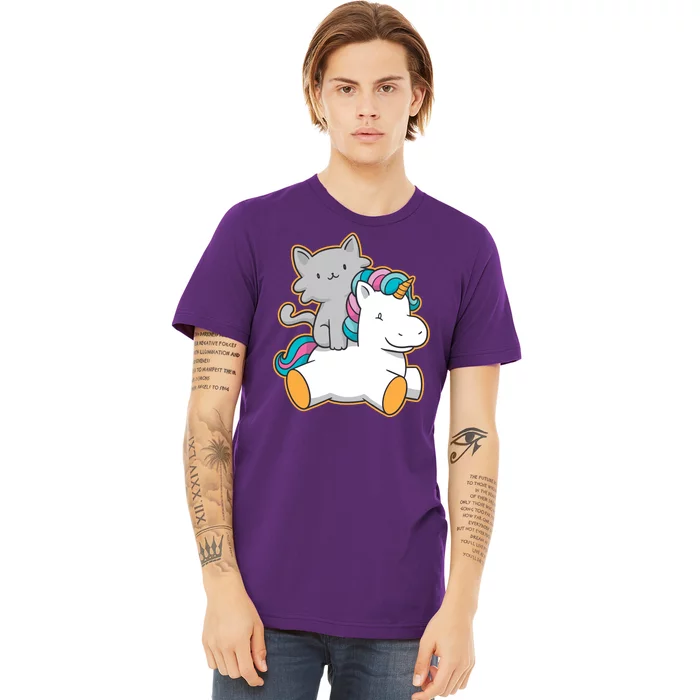 Cat Riding Unicorn Premium T-Shirt