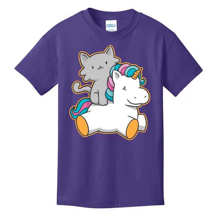 Cat Riding Unicorn Kids T-Shirt