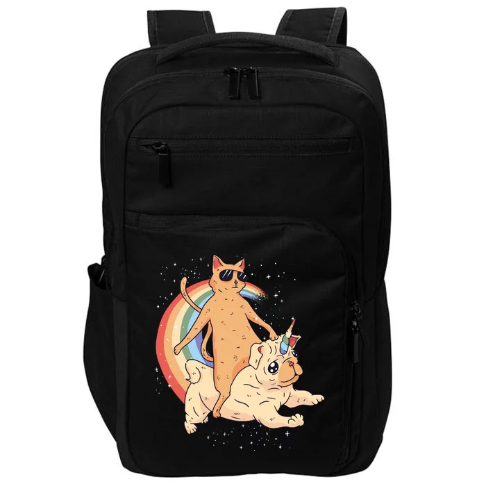 Cat Riding Unidog Funny Dog Unicorn Impact Tech Backpack