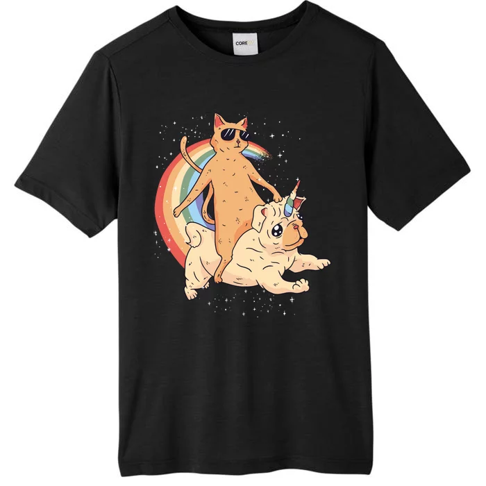 Cat Riding Unidog Funny Dog Unicorn ChromaSoft Performance T-Shirt