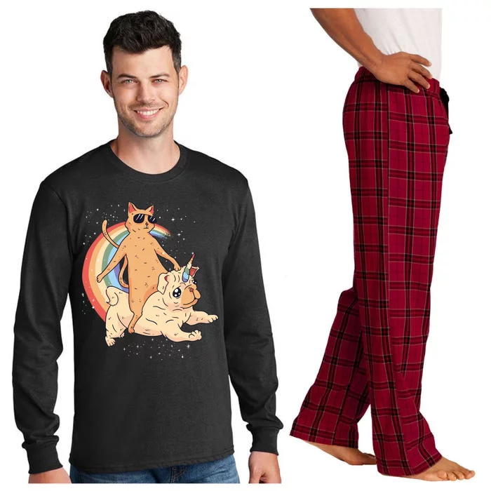 Cat Riding Unidog Funny Dog Unicorn Long Sleeve Pajama Set