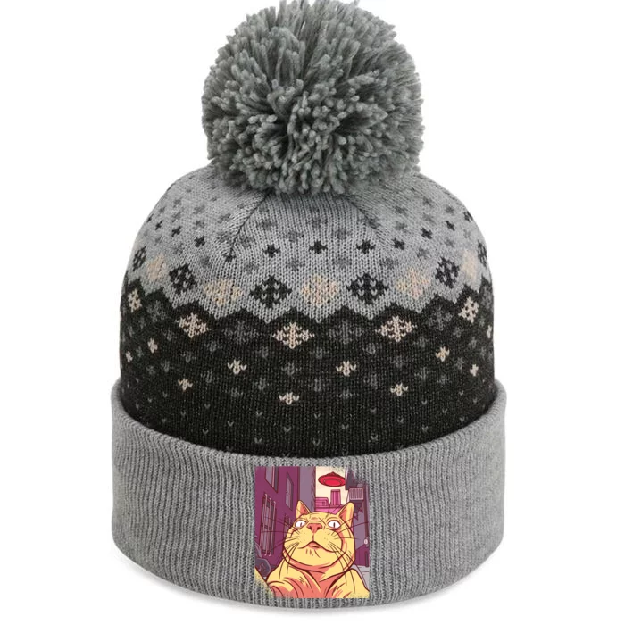 Cat Selfie Funny The Baniff Cuffed Pom Beanie