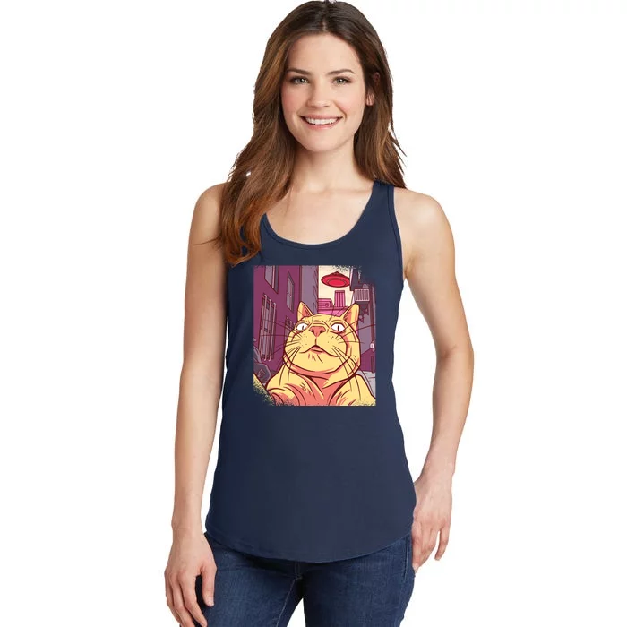 Cat Selfie Funny Ladies Essential Tank