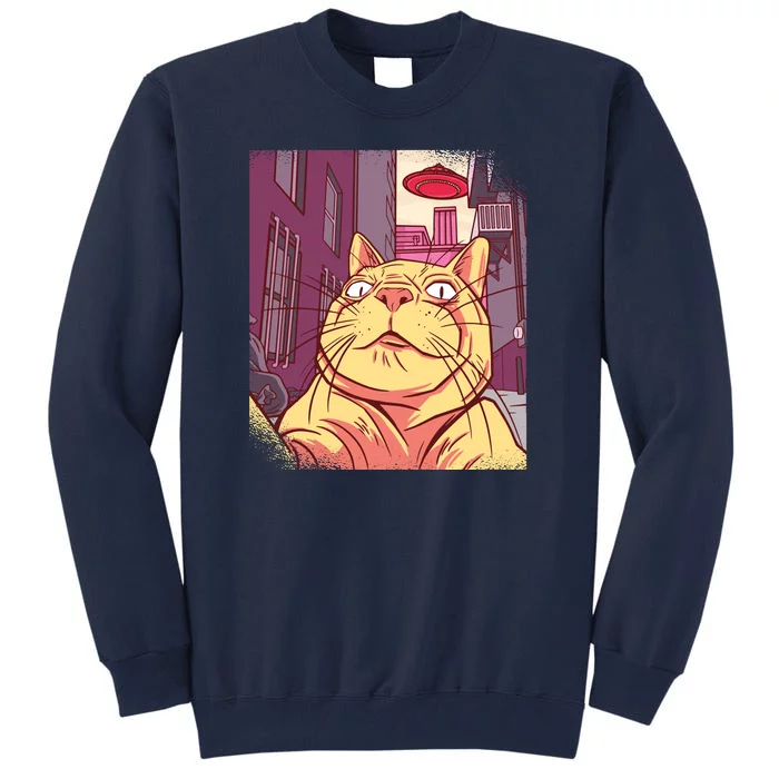 Cat Selfie Funny Tall Sweatshirt