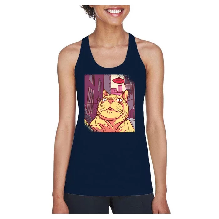 Cat Selfie Funny Women's Racerback Tank