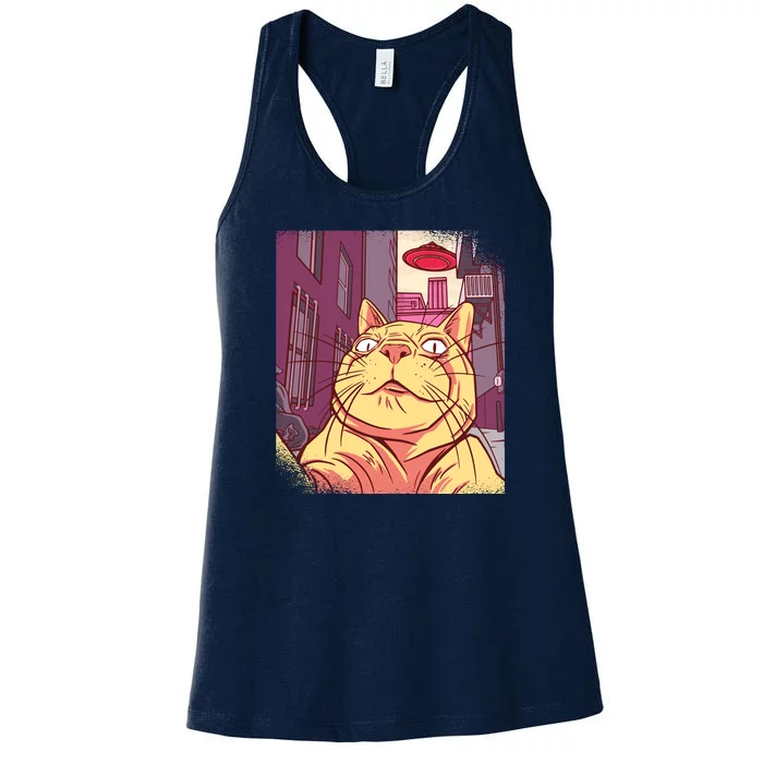 Cat Selfie Funny Women's Racerback Tank