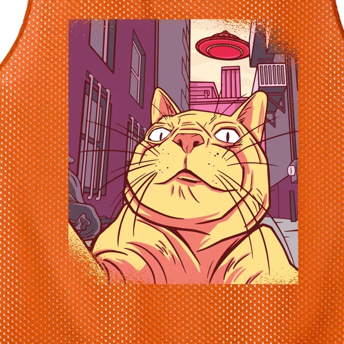 Cat Selfie Funny Mesh Reversible Basketball Jersey Tank