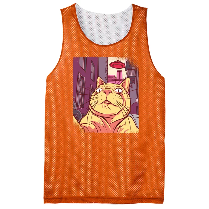 Cat Selfie Funny Mesh Reversible Basketball Jersey Tank