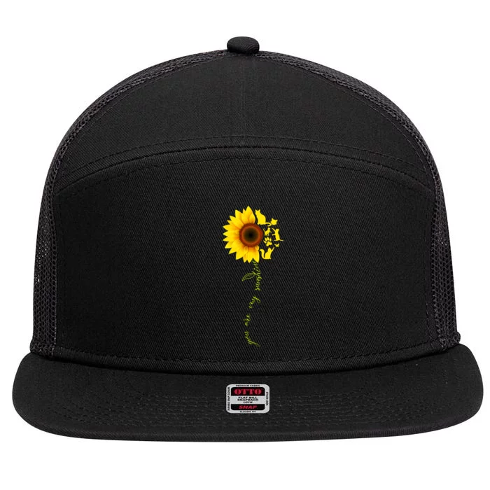 Cat Sunflower Sunshine 7 Panel Mesh Trucker Snapback Hat