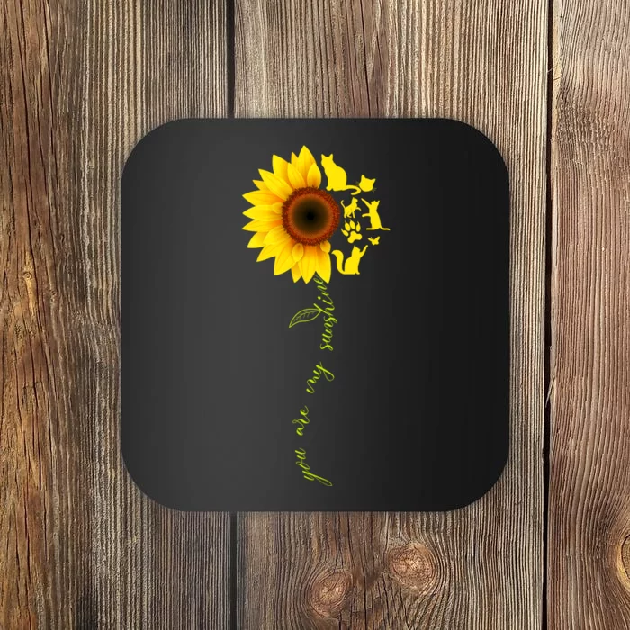 Cat Sunflower Sunshine Coaster