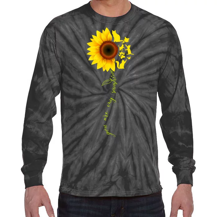 Cat Sunflower Sunshine Tie-Dye Long Sleeve Shirt