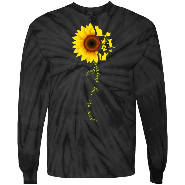 Cat Sunflower Sunshine Tie-Dye Long Sleeve Shirt