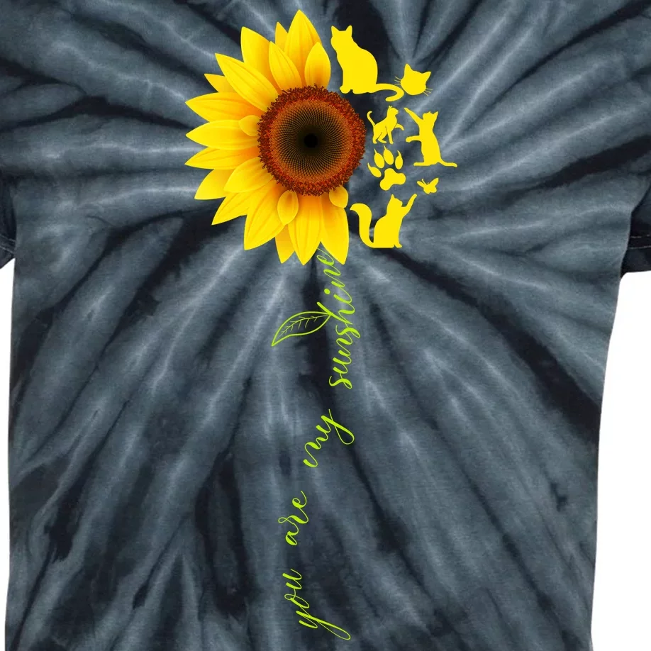 Cat Sunflower Sunshine Kids Tie-Dye T-Shirt