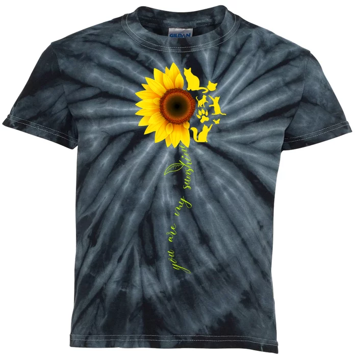 Cat Sunflower Sunshine Kids Tie-Dye T-Shirt