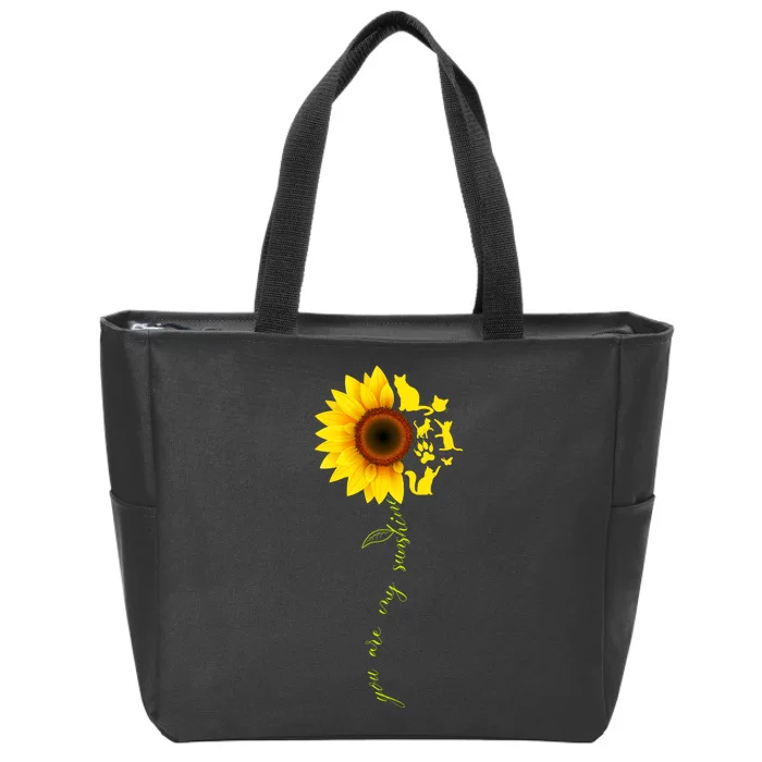 Cat Sunflower Sunshine Zip Tote Bag