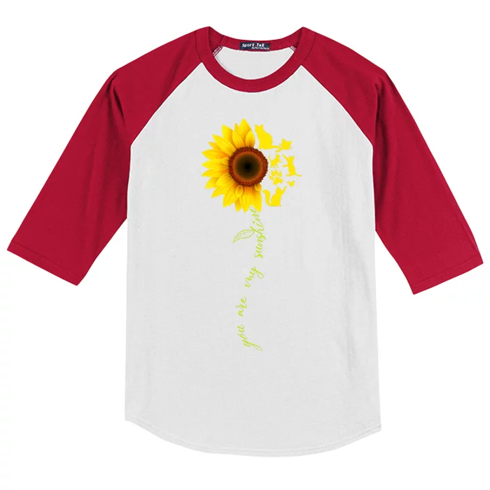 Cat Sunflower Sunshine Kids Colorblock Raglan Jersey