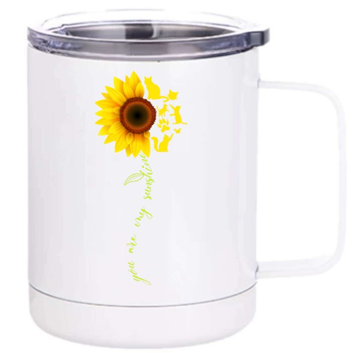 Cat Sunflower Sunshine Front & Back 12oz Stainless Steel Tumbler Cup