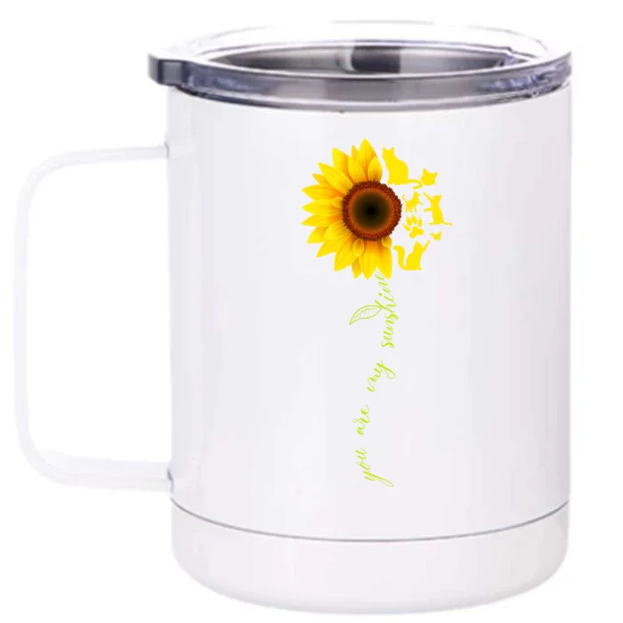 Cat Sunflower Sunshine Front & Back 12oz Stainless Steel Tumbler Cup