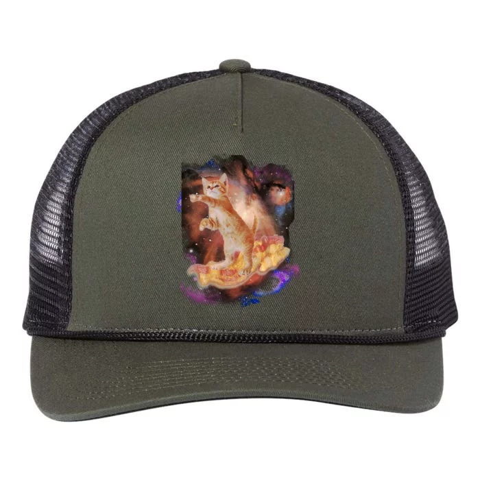 Cat Surfing Bacon In Space Retro Rope Trucker Hat Cap