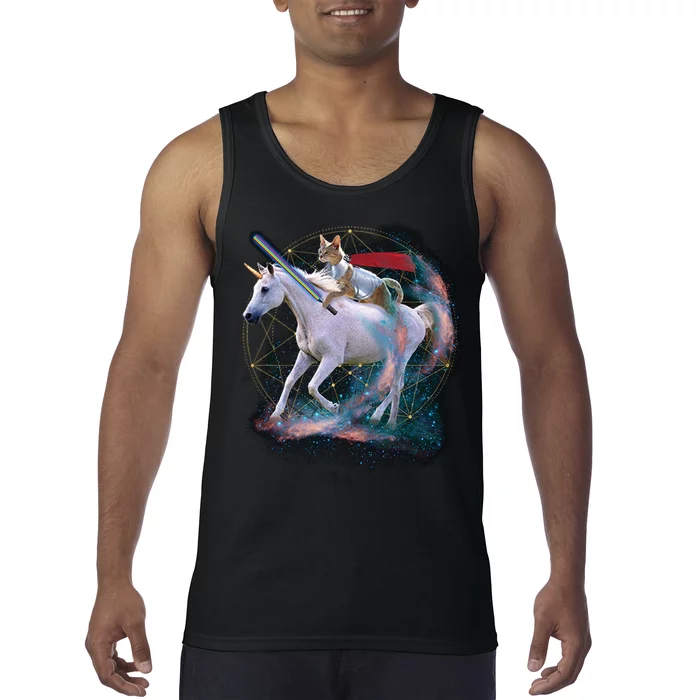 Cat Warrior Riding Unicorn Tank Top