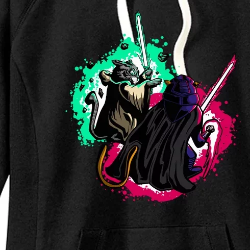 Cat Wars Light Swords Star Cats Funny Women's Fleece Hoodie