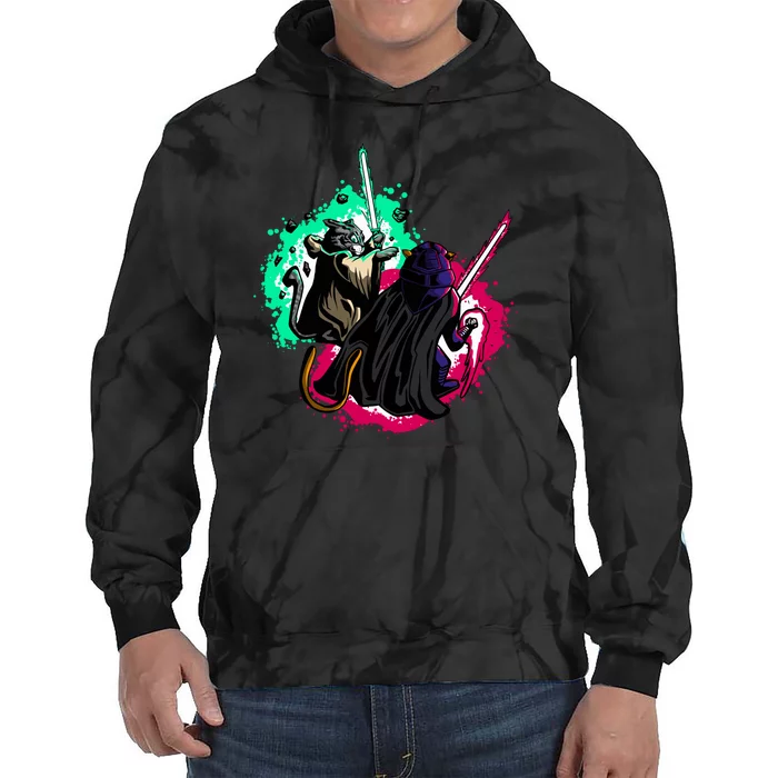 Cat Wars Light Swords Star Cats Funny Tie Dye Hoodie