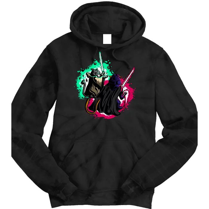 Cat Wars Light Swords Star Cats Funny Tie Dye Hoodie