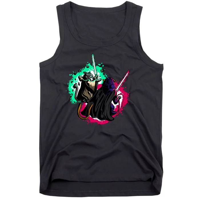 Cat Wars Light Swords Star Cats Funny Tank Top