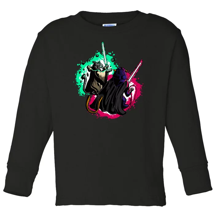 Cat Wars Light Swords Star Cats Funny Toddler Long Sleeve Shirt