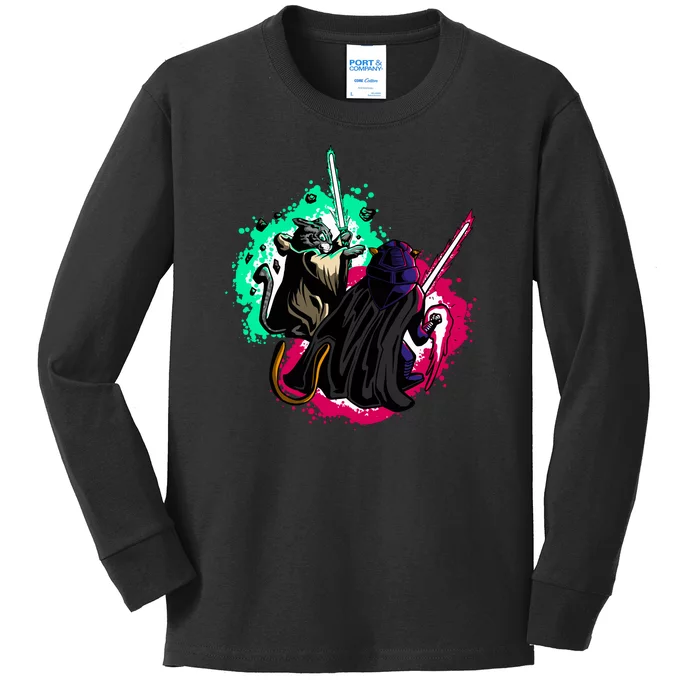 Cat Wars Light Swords Star Cats Funny Kids Long Sleeve Shirt