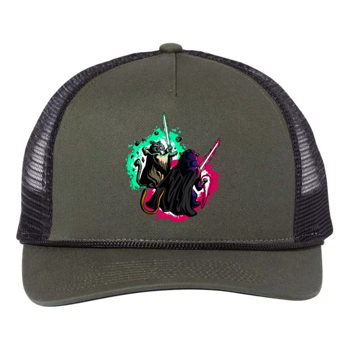 Cat Wars Light Swords Star Cats Funny Retro Rope Trucker Hat Cap