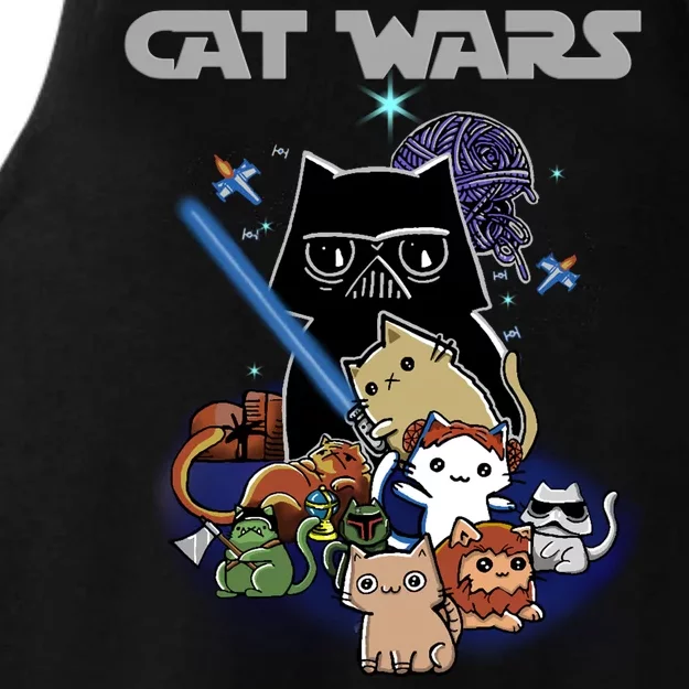 Cat Wars Meow Cat Lover Illustration Ladies Tri-Blend Wicking Tank