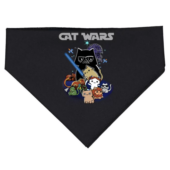 Cat Wars Meow Cat Lover Illustration USA-Made Doggie Bandana