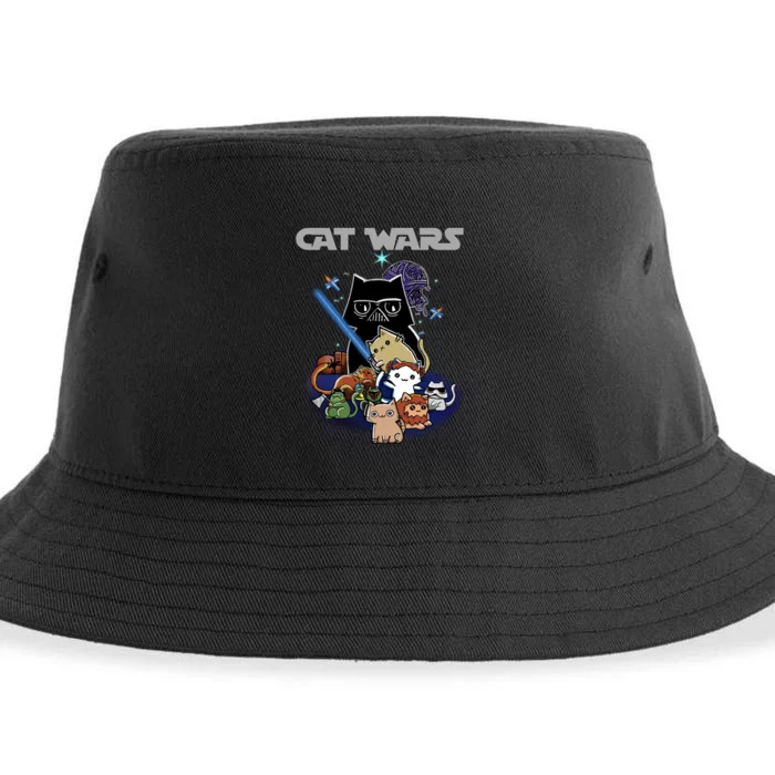 Cat Wars Meow Cat Lover Illustration Sustainable Bucket Hat