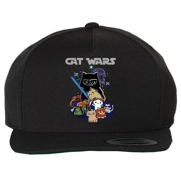 Cat Wars Meow Cat Lover Illustration Wool Snapback Cap