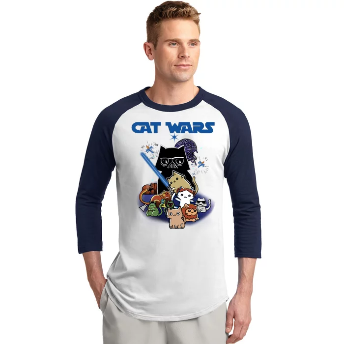 Cat Wars Meow Cat Lover Illustration Baseball Sleeve Shirt