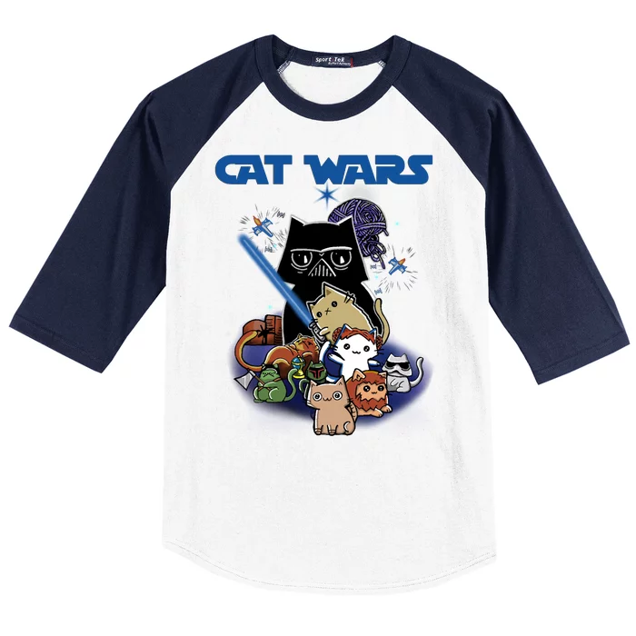 Cat Wars Meow Cat Lover Illustration Baseball Sleeve Shirt