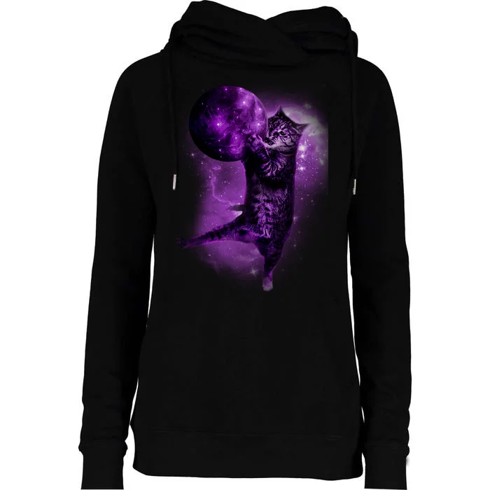 Cat World Galaxy Womens Funnel Neck Pullover Hood