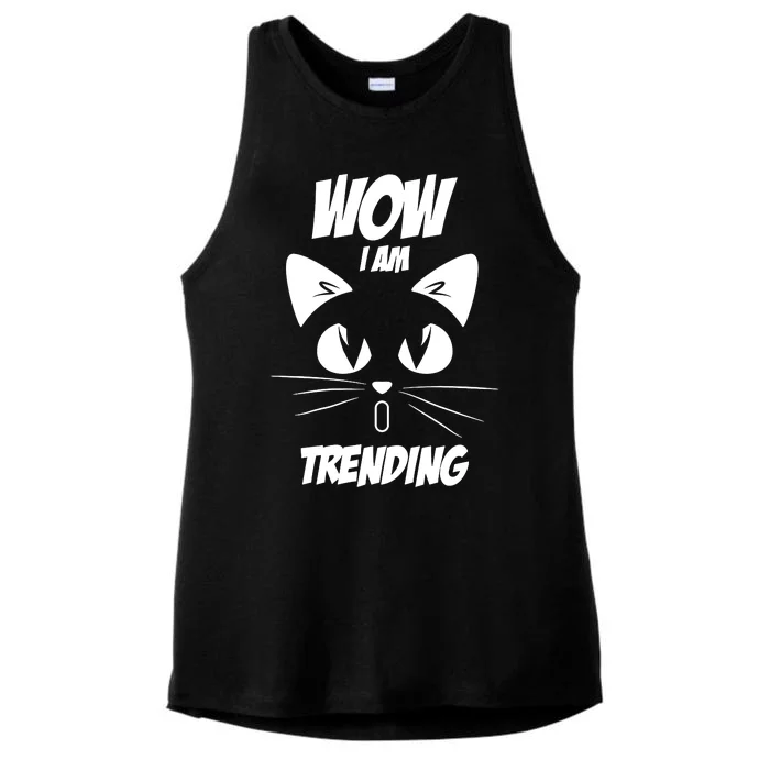 Cat Wow I'm Trending Ladies Tri-Blend Wicking Tank