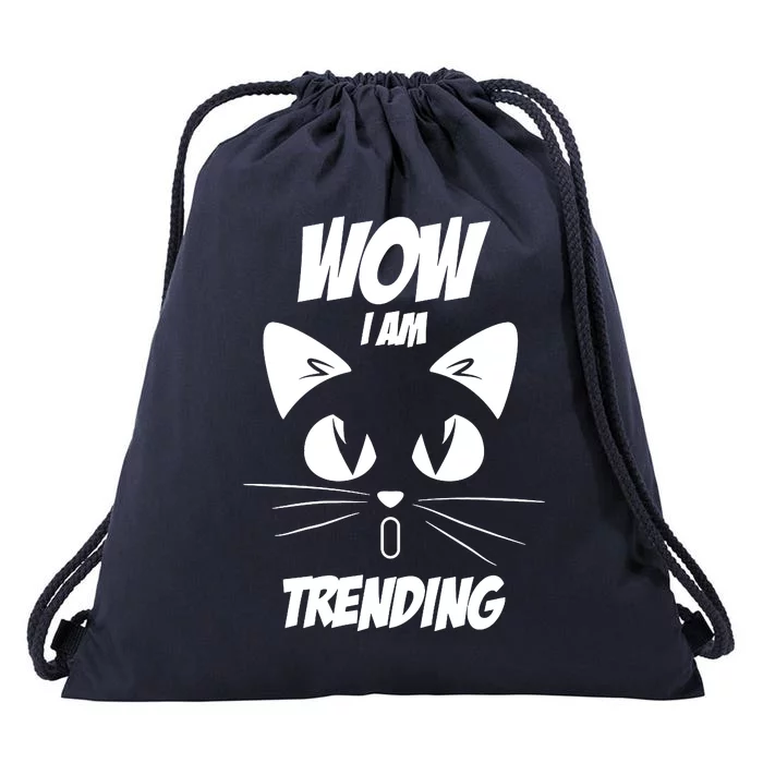 Cat Wow I'm Trending Drawstring Bag