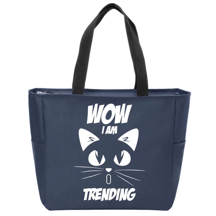 Cat Wow I'm Trending Zip Tote Bag