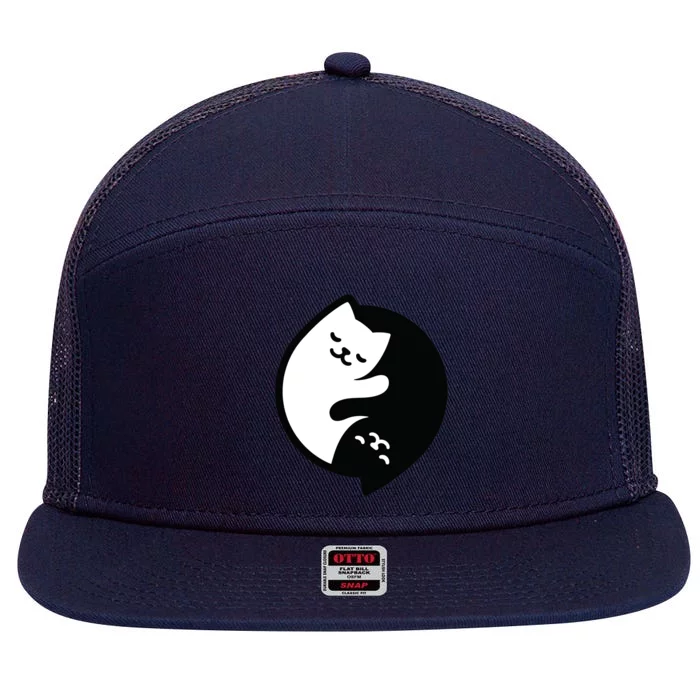 Cat Yin And Yang Cute 7 Panel Mesh Trucker Snapback Hat