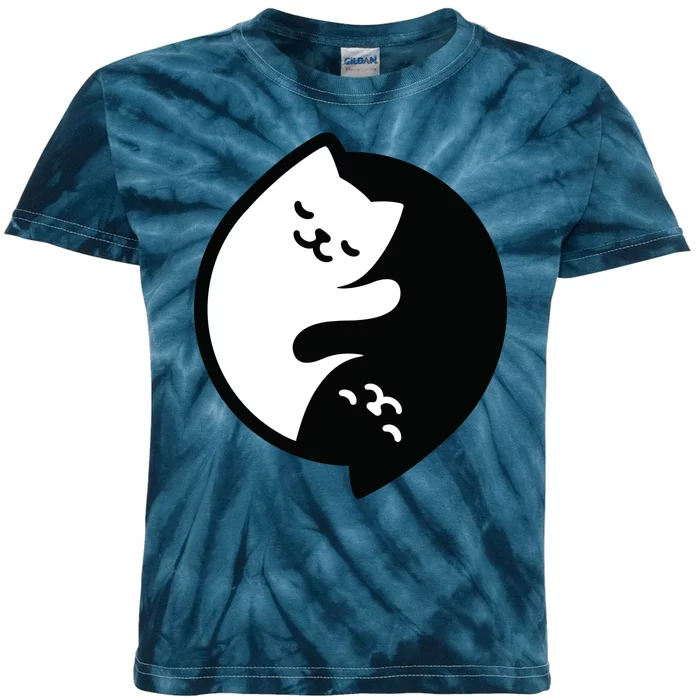 Cat Yin And Yang Cute Kids Tie-Dye T-Shirt