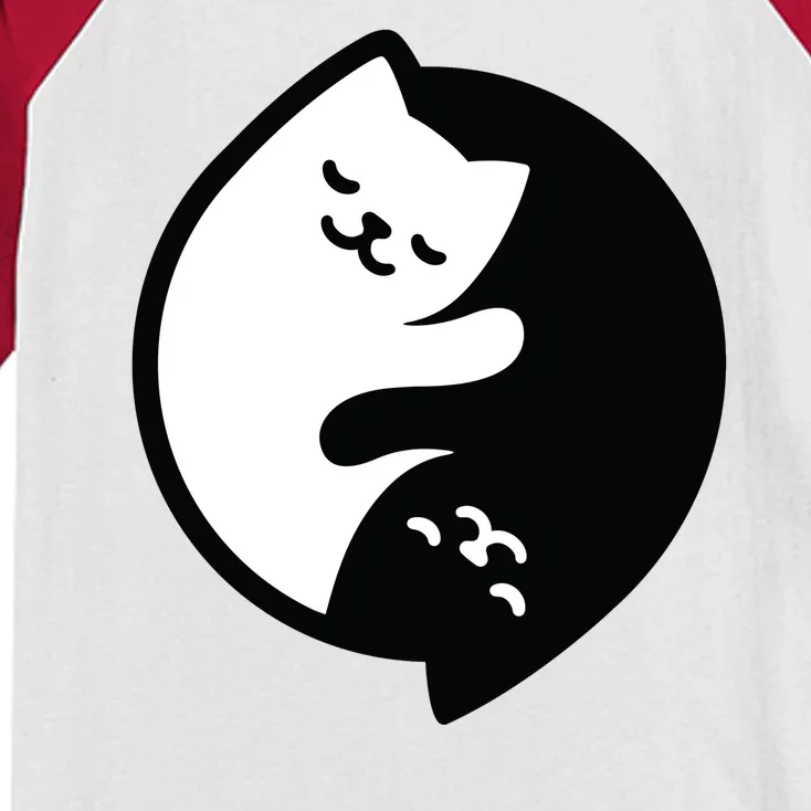 Cat Yin And Yang Cute Kids Colorblock Raglan Jersey